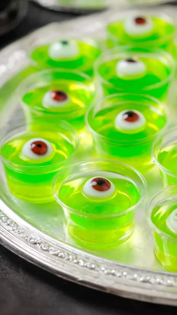 green jello cups with an eyeball on top