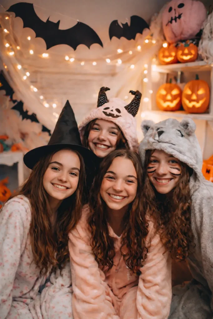 teen girls smiling and huddling together