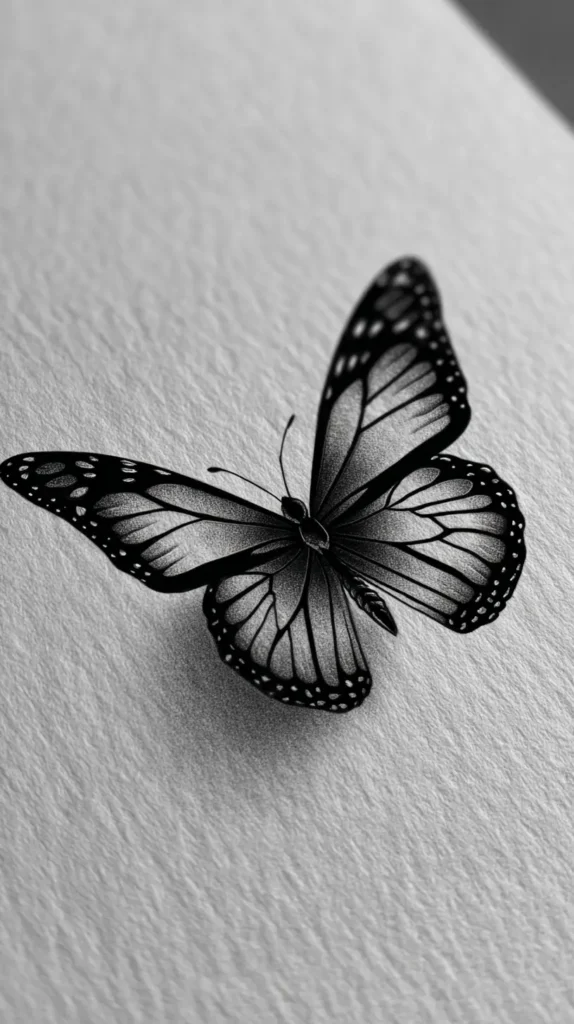 3-d butterfly tattoo