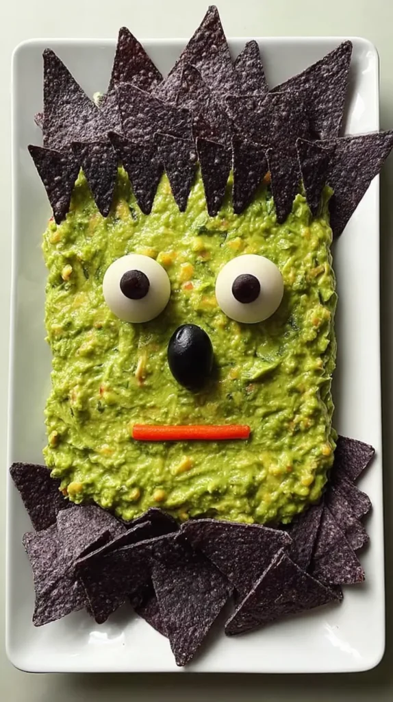 Frankenstein guacamole dip