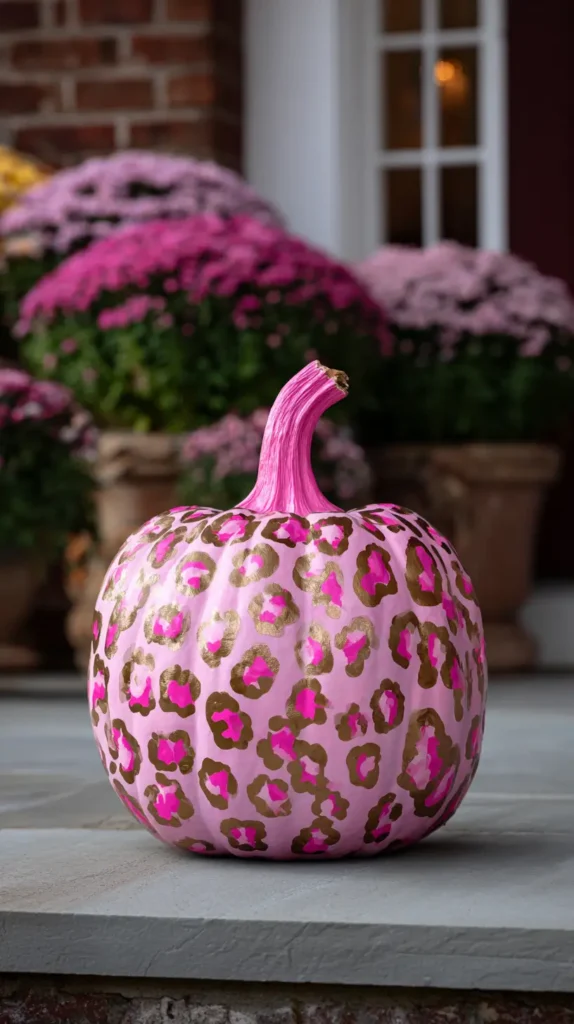 leopard painted pumpkin