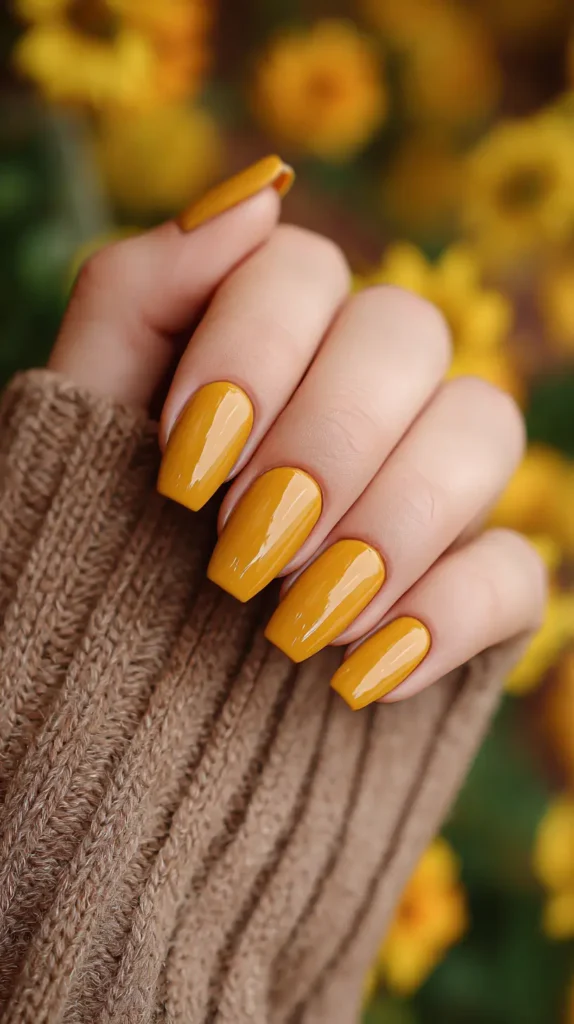 yellow mustard autumn nails