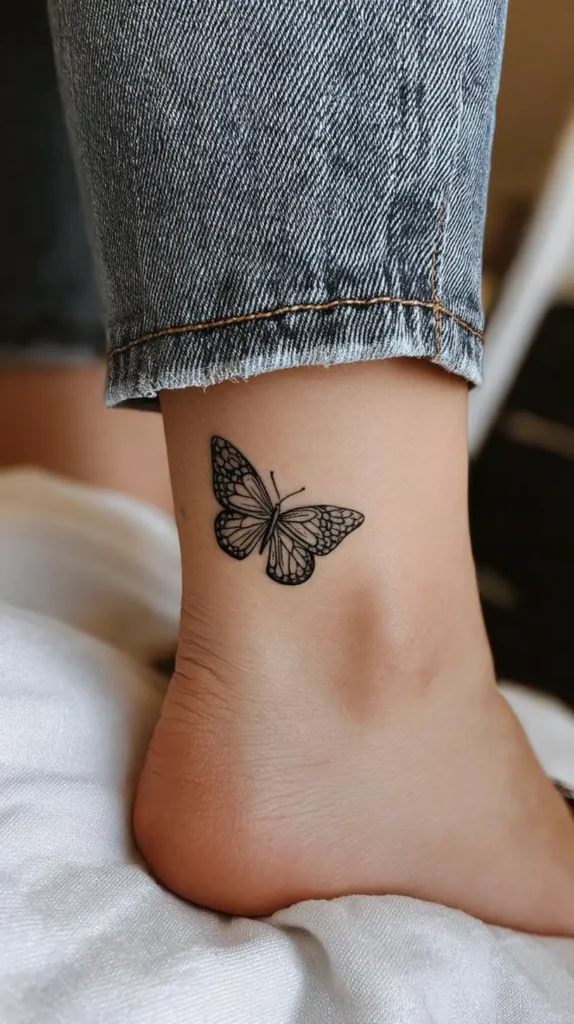 butterfly ankle tattoo