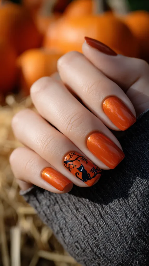 orange Halloween manicure