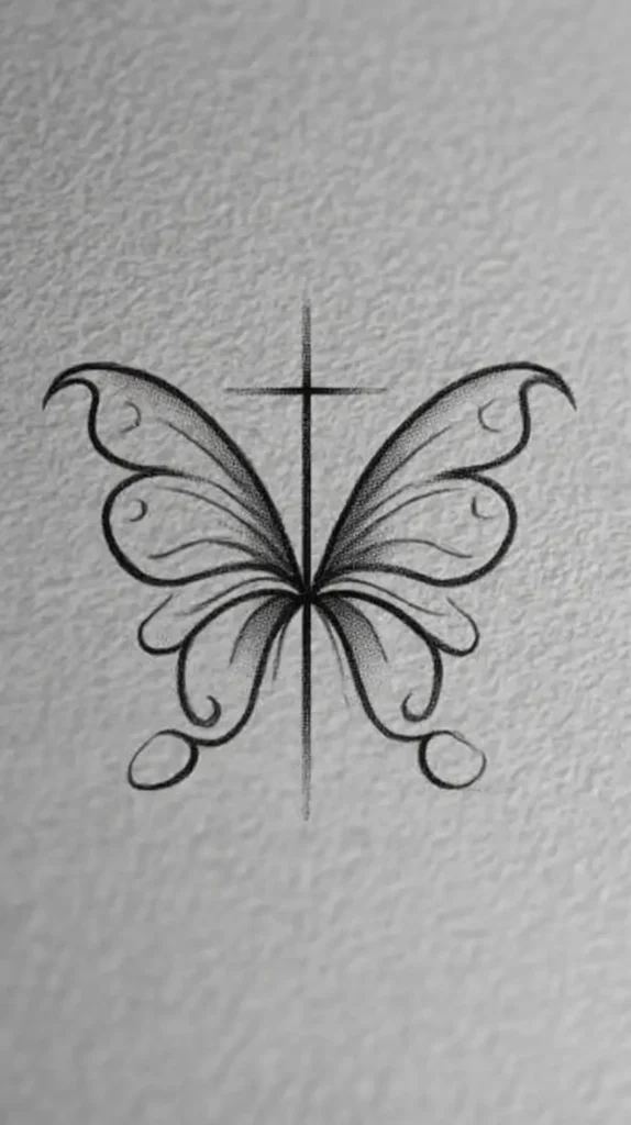butterfly tattoo with cross
