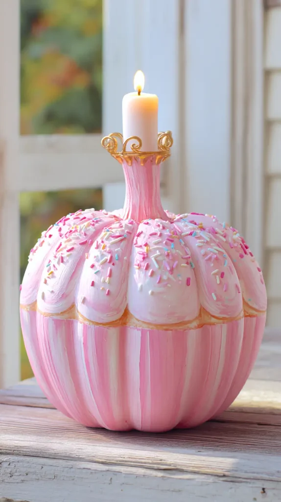 cupcake pumpkin with candle topper
