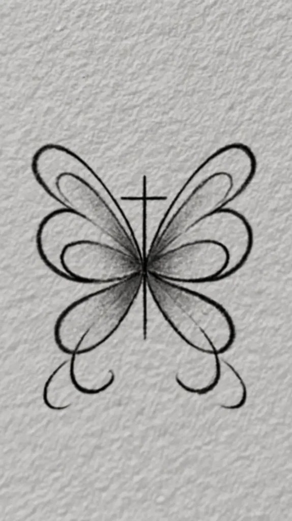 cross butterfly tattoo