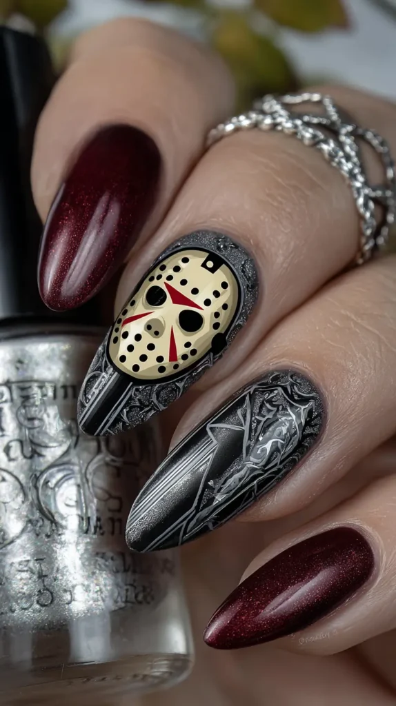 Jason Halloween spooky nails