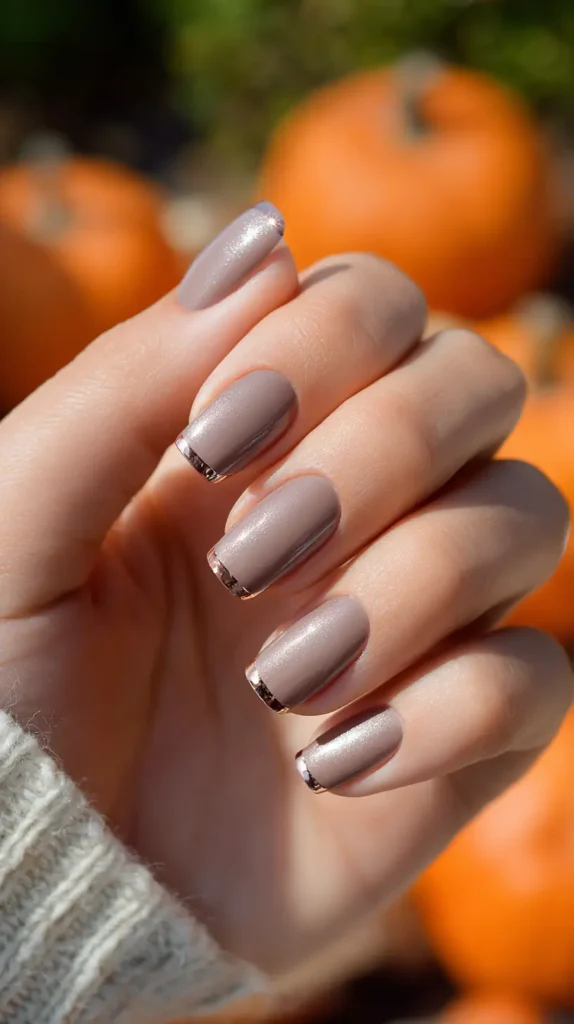 bronze tip manicure taupe base