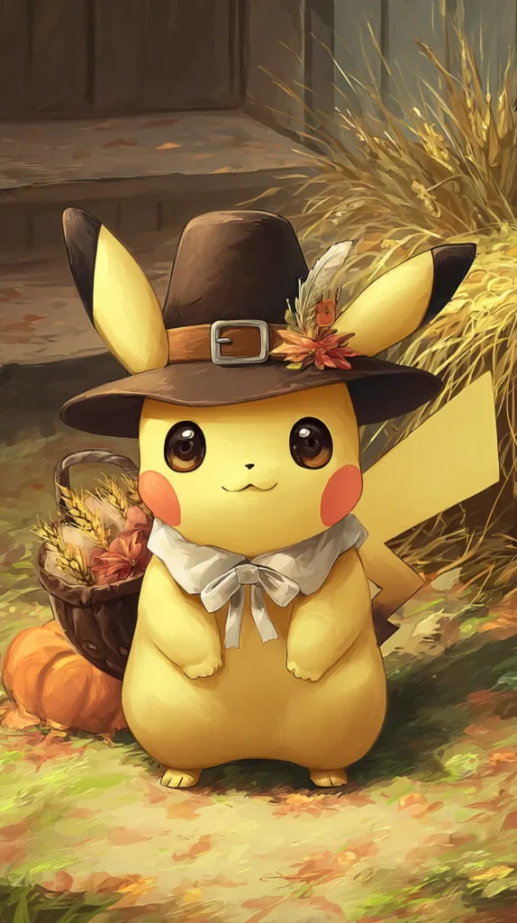 Pikachu pilgrim cute Thanksgiving wallpaper