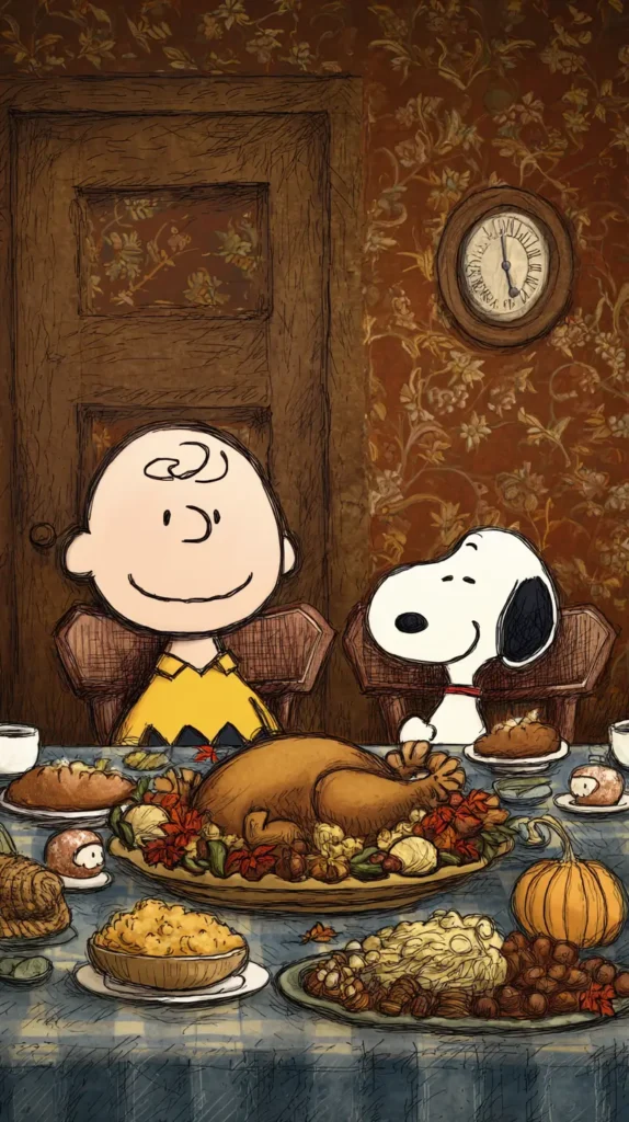 cute Charlie Brown and Snoopy Thanksgiving wallpaper, feast