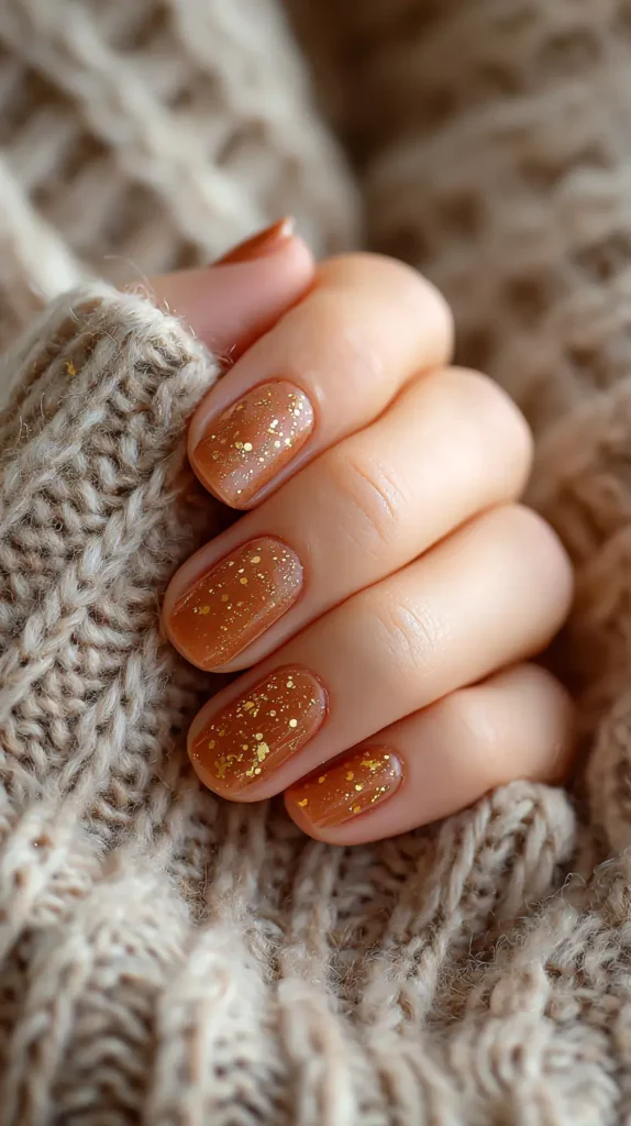 gold glitter November nails
