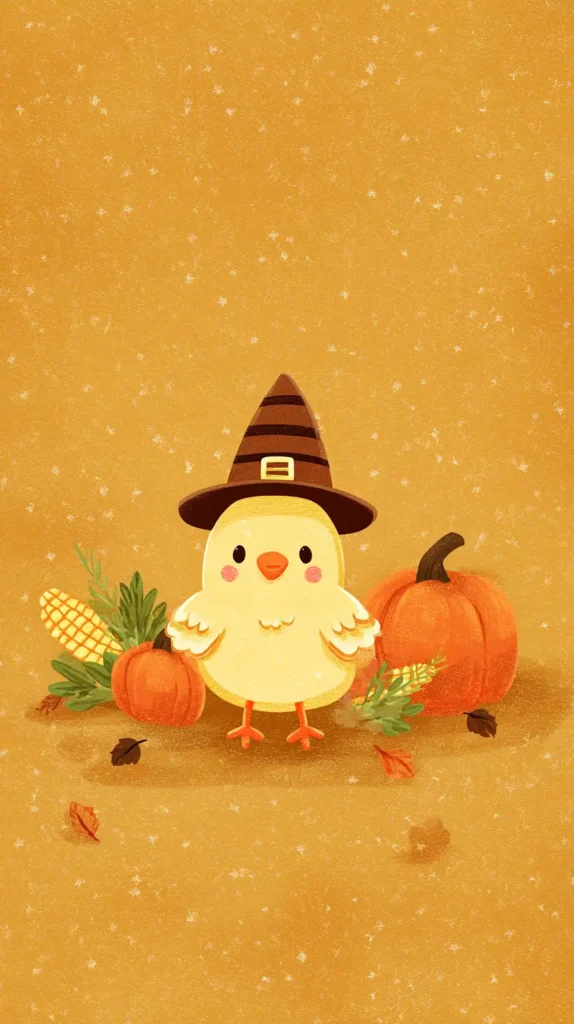 chick with seasonal hat on for Fall