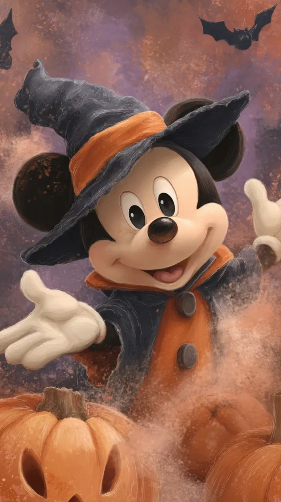 Mickey Mouse dressed as a witch