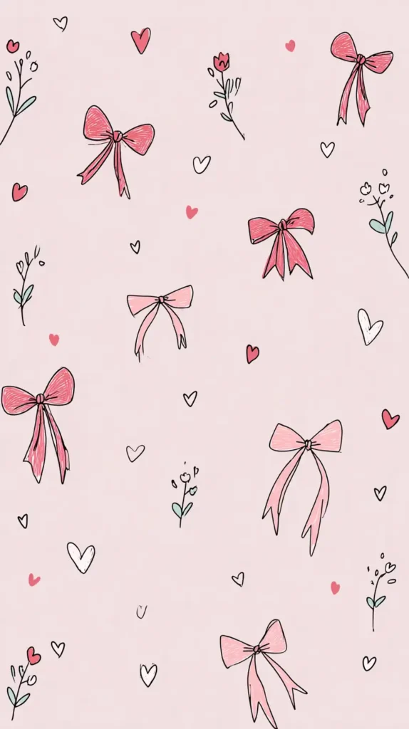 bows and flowers, cute wallpaper