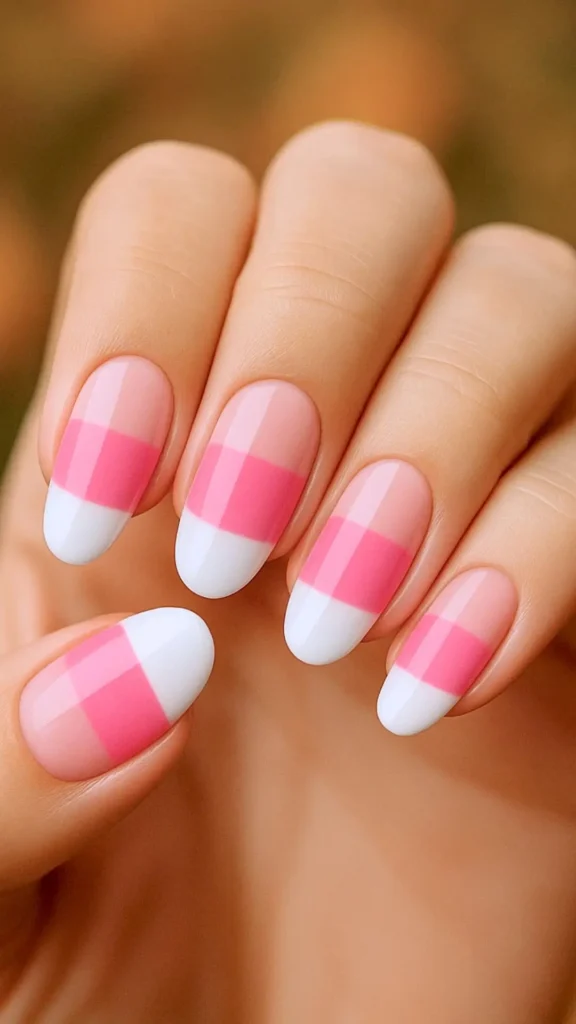 pink candy corn manicure