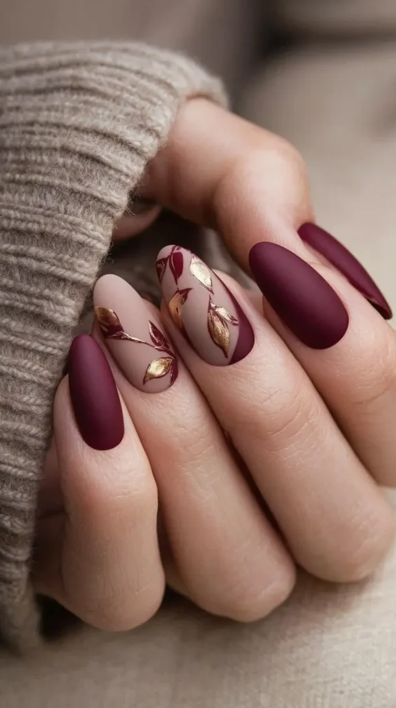 fall leaf design manicure
