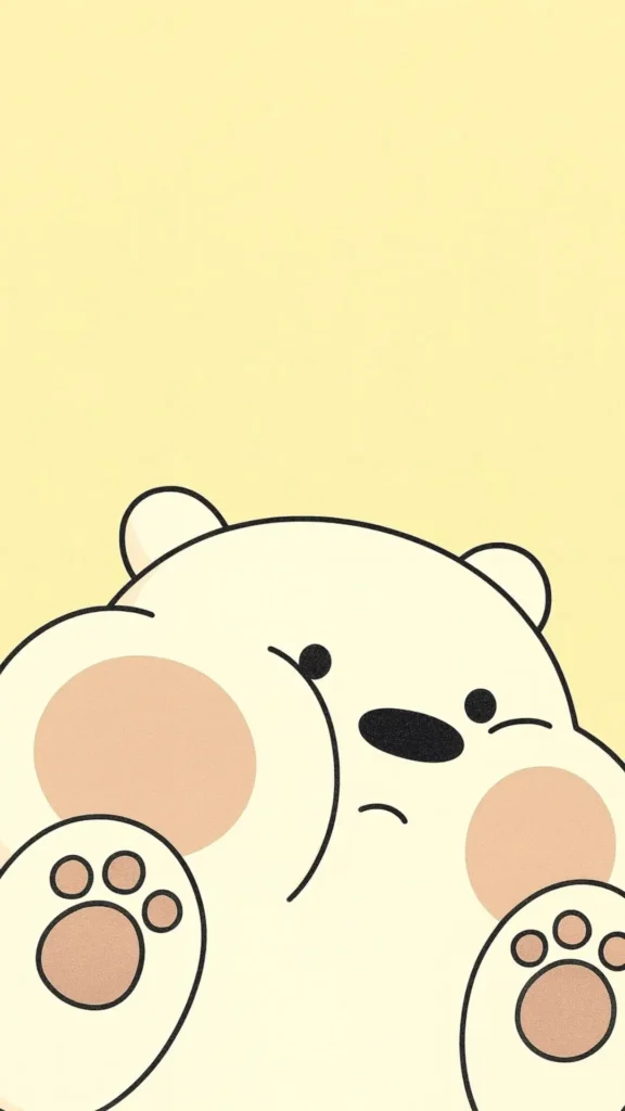 bear pressing against the screen, cute wallpaper