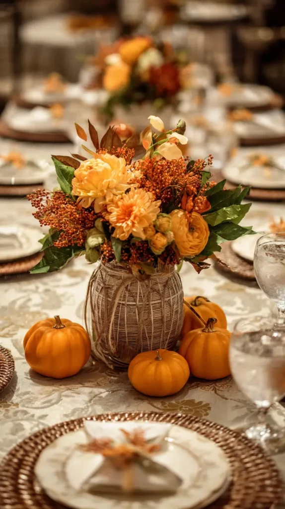 fall baby shower ideas, flower centerpiece