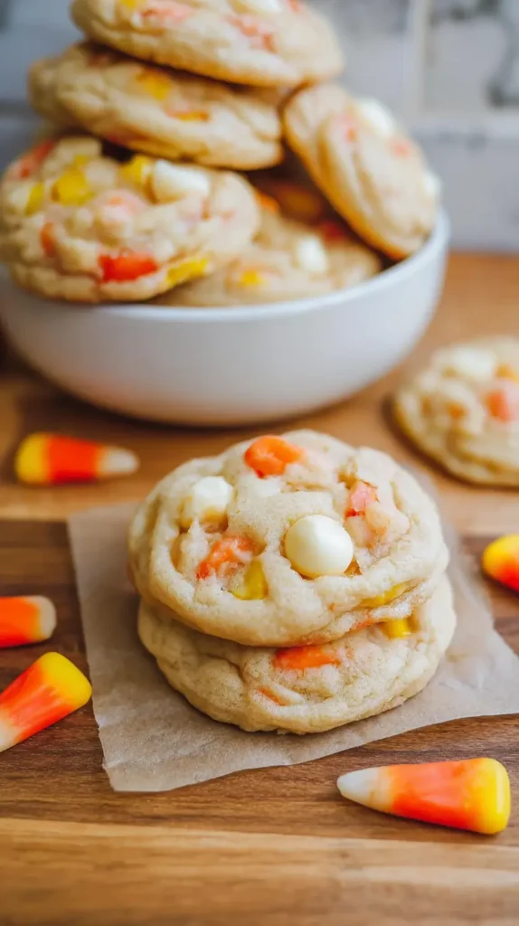 candy corn cookies in a bowl
