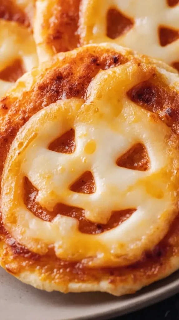 jack-o-lantern mini pizza