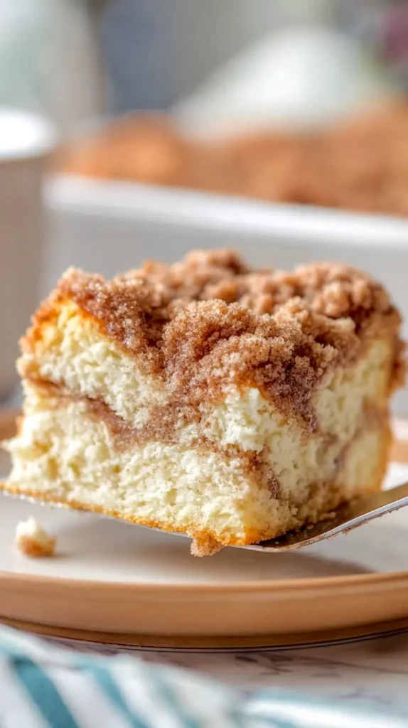 cinnamon coffee cake on a serving spatula