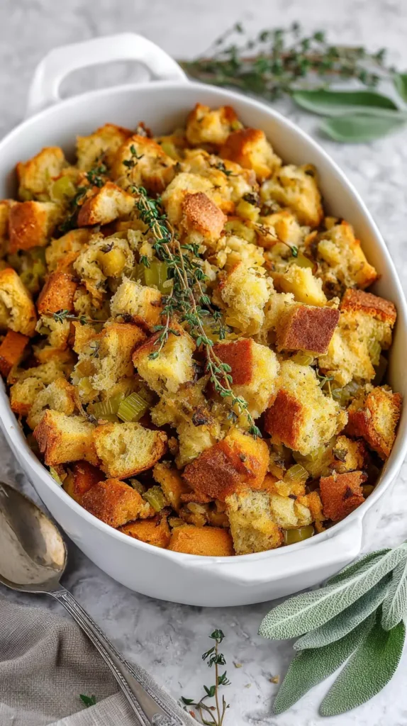 stuffing recipes, baking dish of stuffing