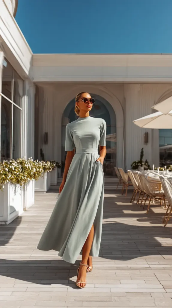 woman walking with confidence outdoors