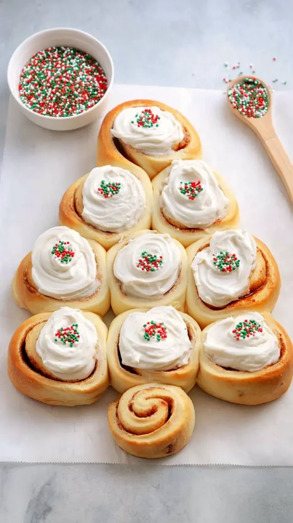 Cinnamon roll Christmas tree shape