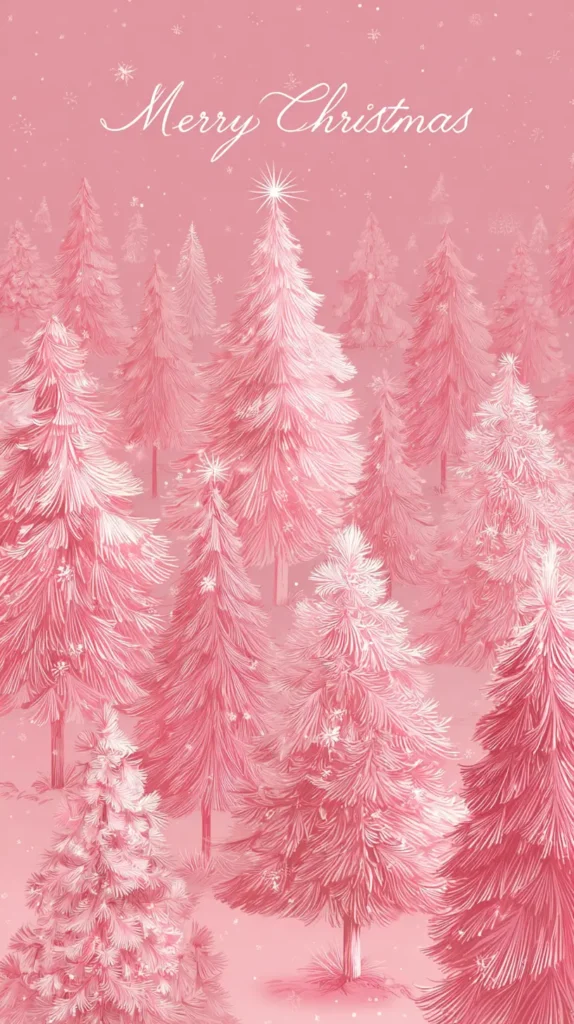 Merry Christmas wallpaper pink trees