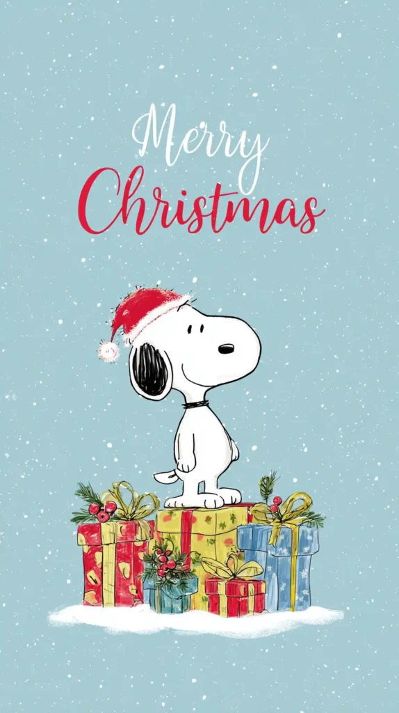 snoopy standing on presents