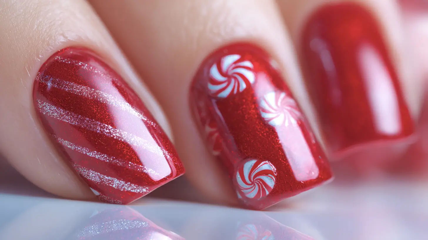 red Christmas nails