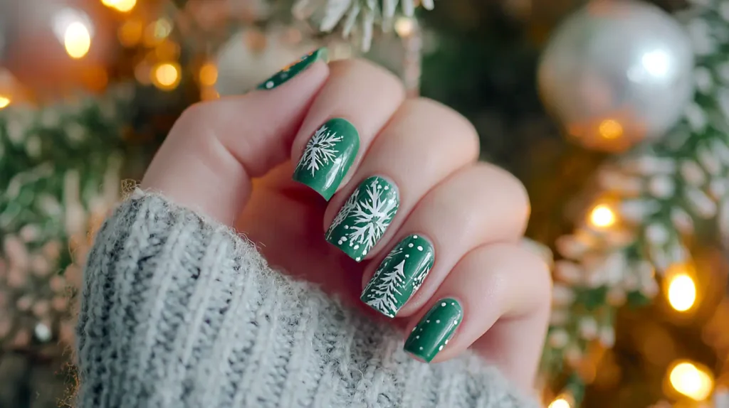 green Christmas nails 