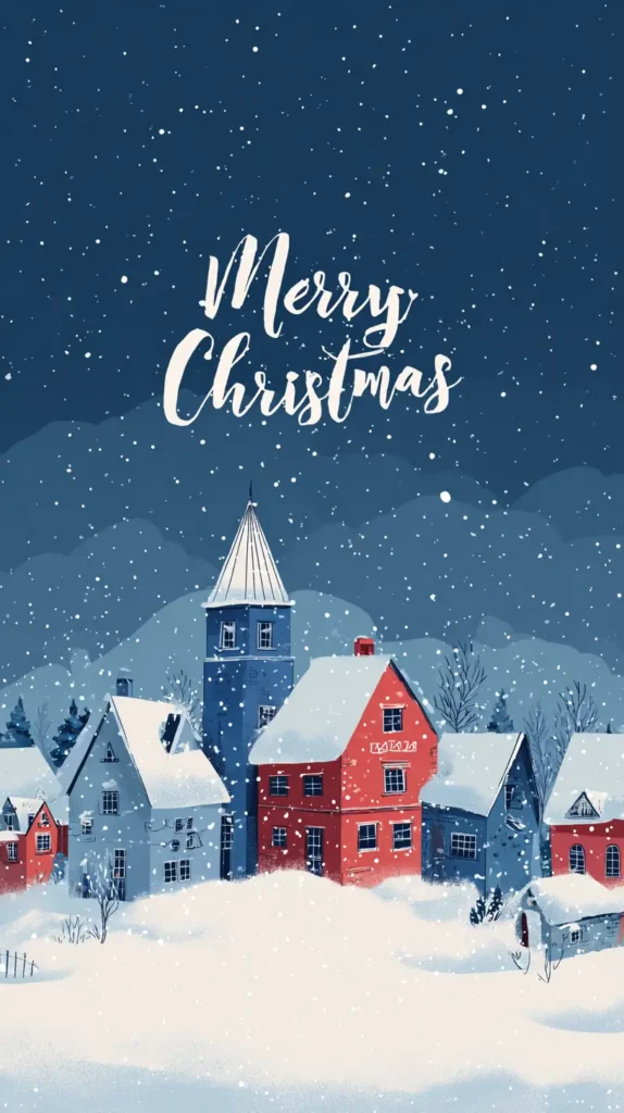 Merry Christmas wallpaper, winter town