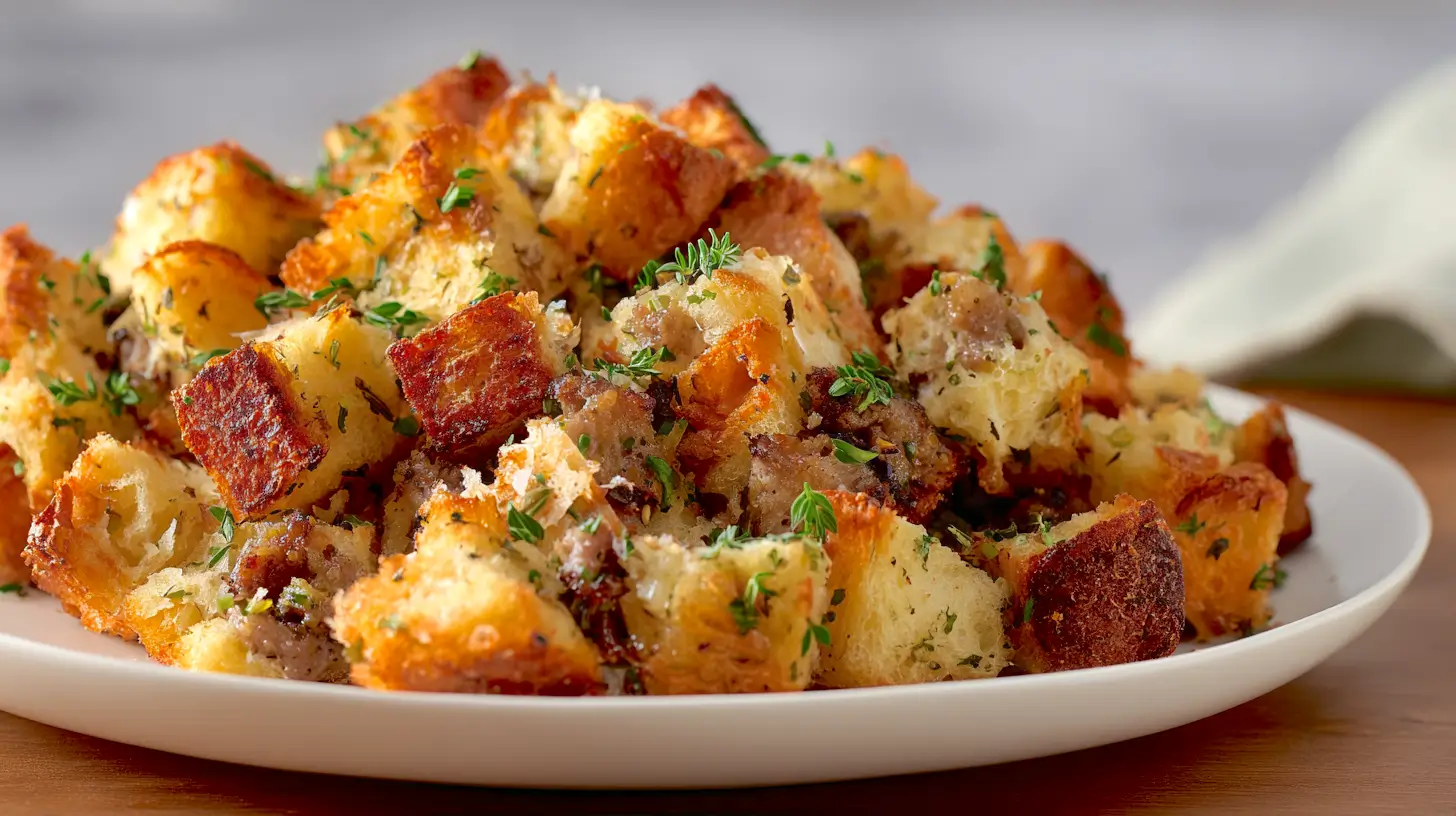 sausage stuffing on a plate