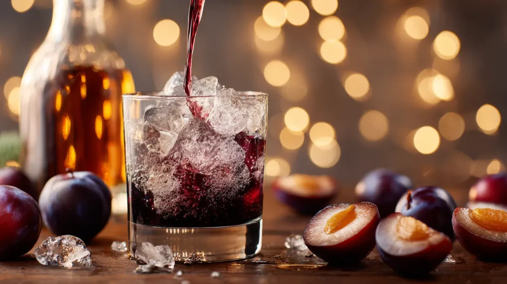 sugar plum old fashioned cocktail drink near sugar plums