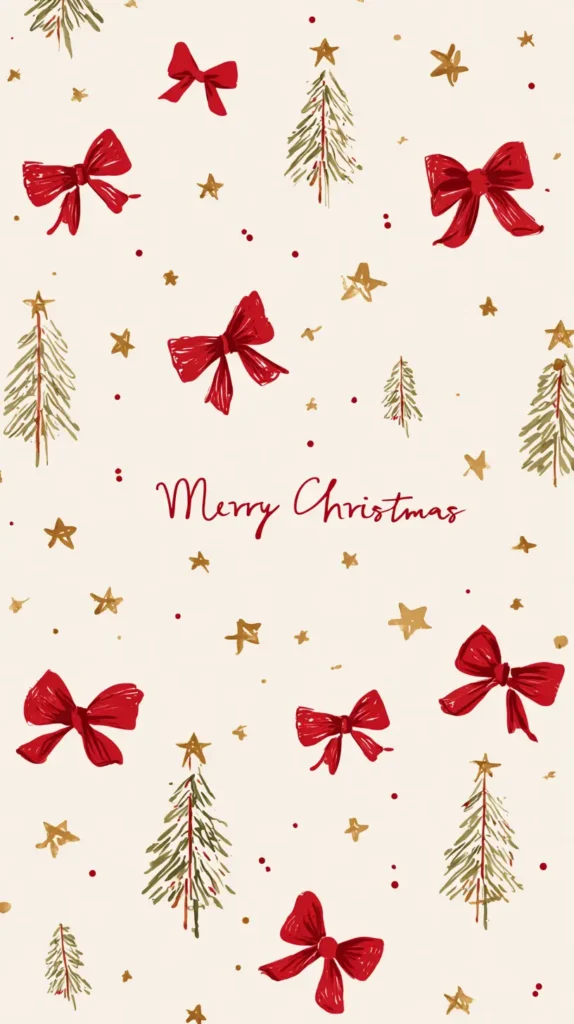 holiday background, bows, trees