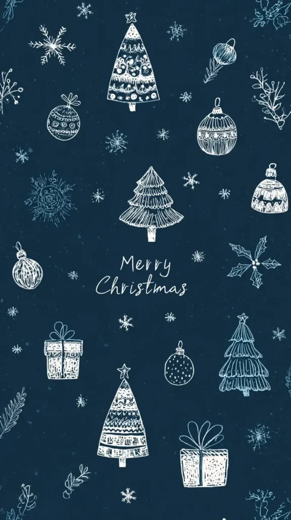 Merry Christmas wallpaper, navy blue, white stetches