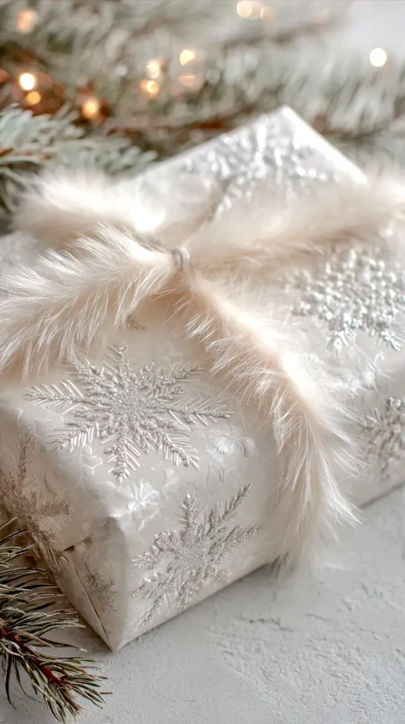 white present under tree