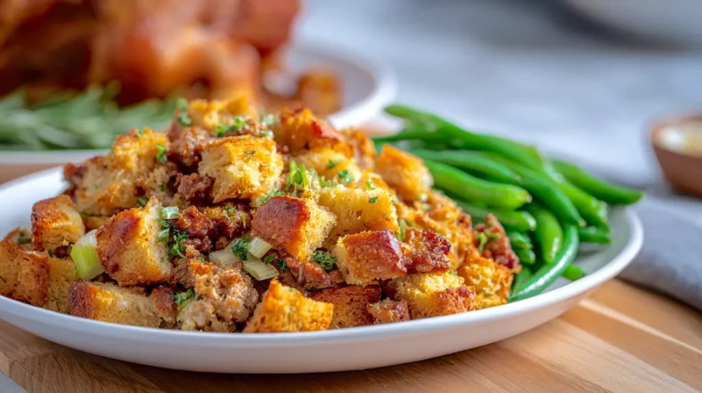 sausage stuffing with green beans