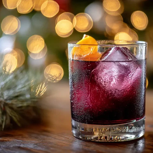 sugar plum old fashioned cocktail drink