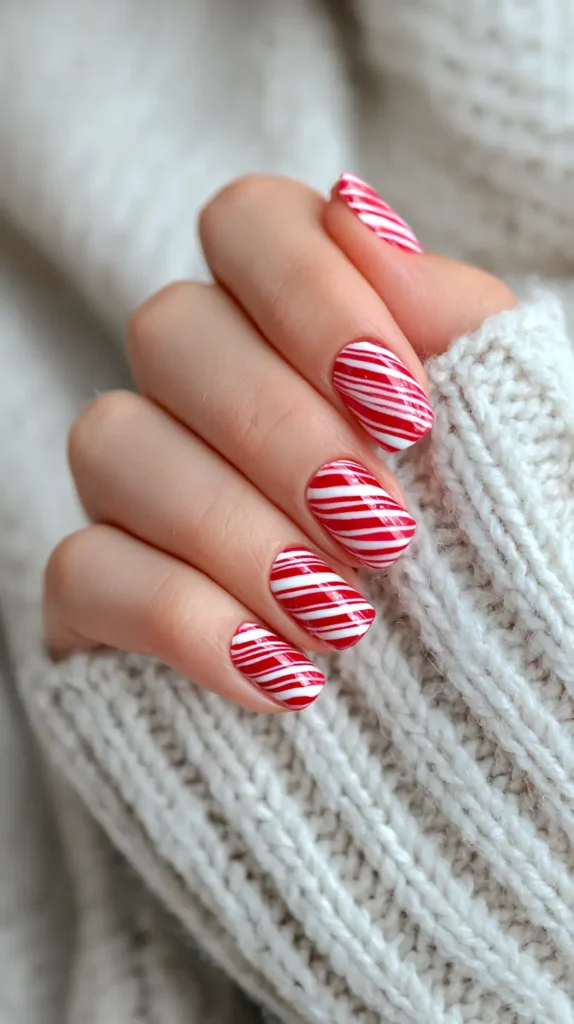 candy cane striped manicure