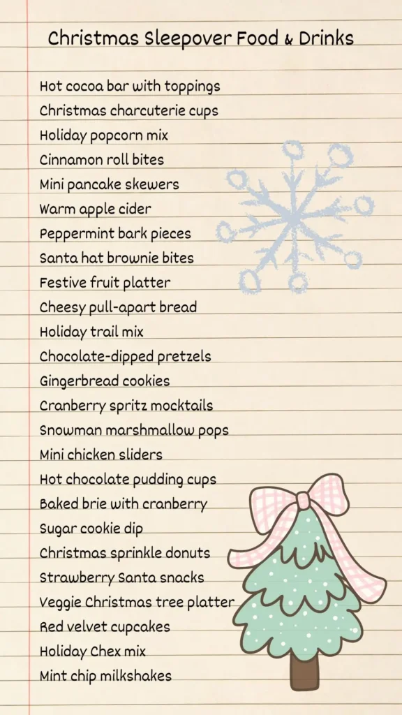 list of food and drinks