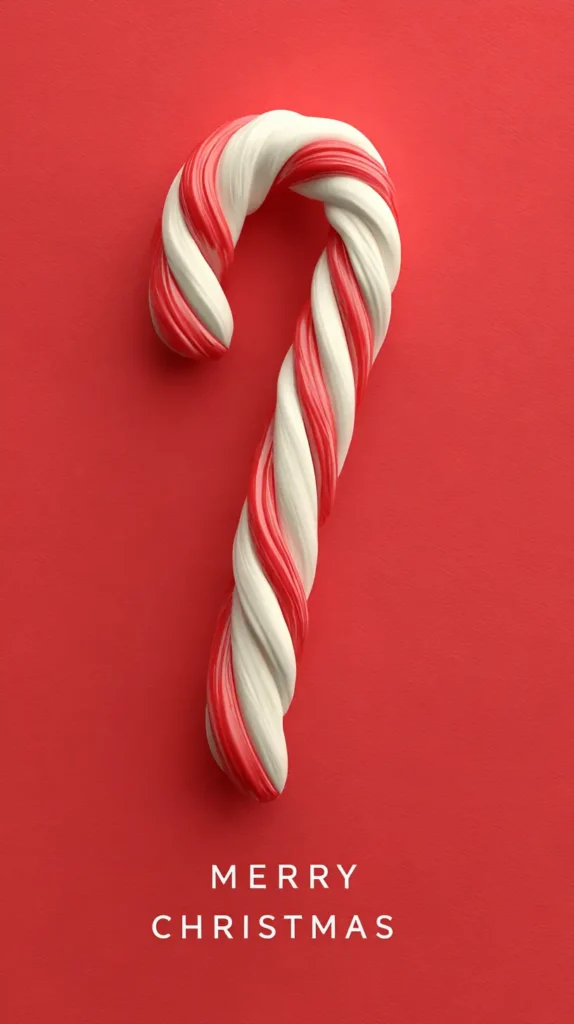 Merry Christmas wallpaper, candy cane on red background