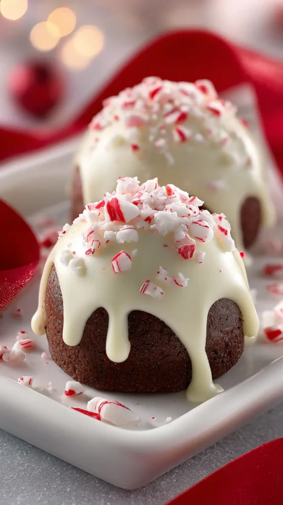 Peppermint Brownie Bites With White Chocolate Shell