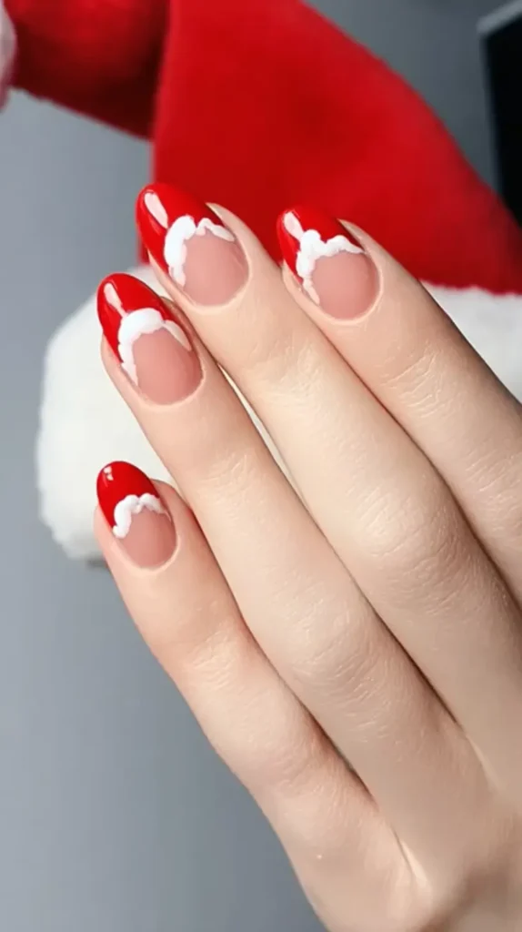 santa hat tips on manicure