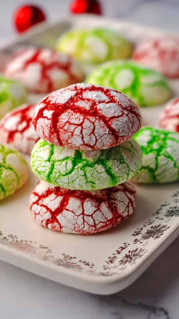 red and green crinkle cookies