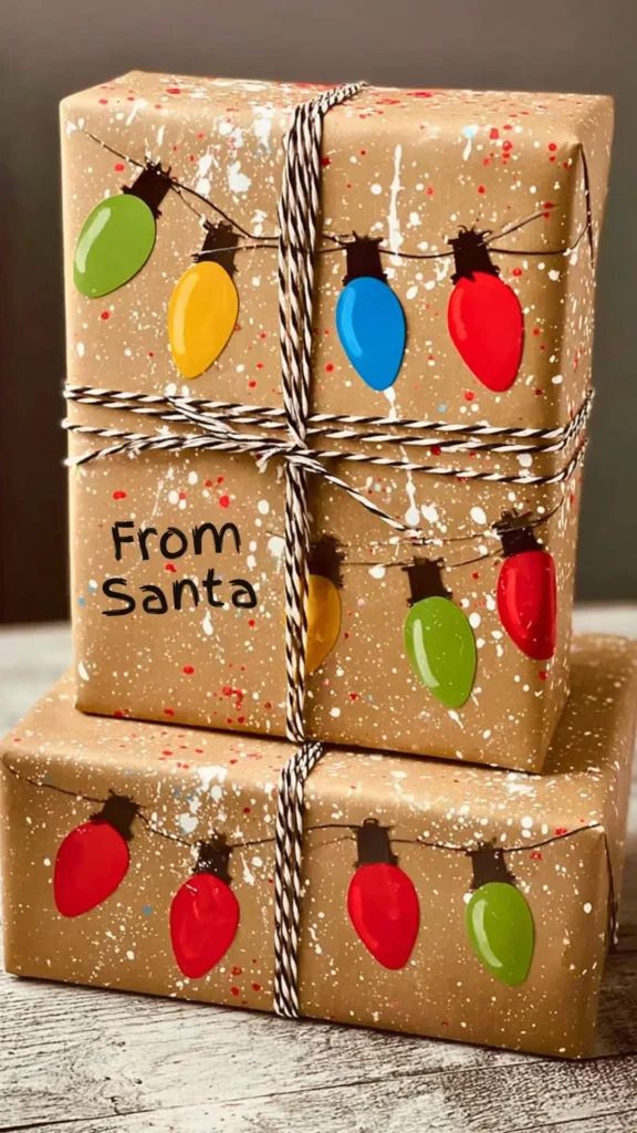 Christmas wrapping ideas, from Santa, Christmas lights