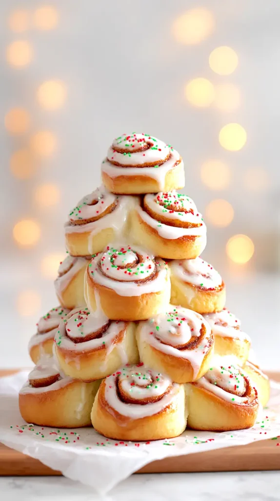 Christmas tree cinnamon roll tower