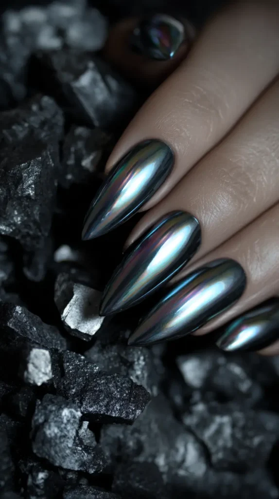 black onyx chrome nails